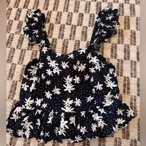 Eloquii Black and White Floral Top